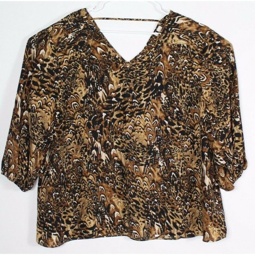 Cato Women's Blouse Animal Print Long Sleeve